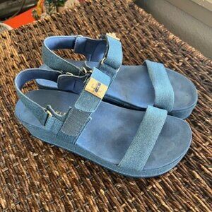 Anne Klein Platform Denim 10 Medium Logo Buckle